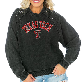 Women's Gameday Couture Texas Tech Don't Blink Studded Crop Pullover