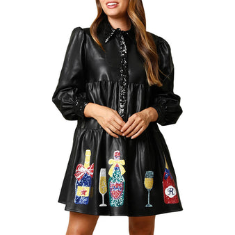 Women's Sequin Holiday Champagne Bottle Dress