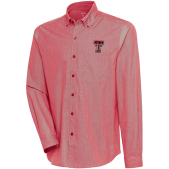 Men's Antigua Texas Tech Compression Button Down Shirt