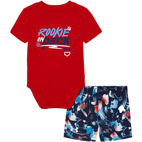 Infant Under Armour Rookie On Deck S/S Onesie & Shorts Set