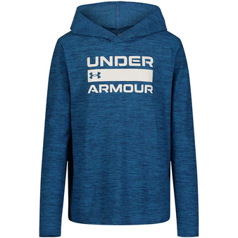 Youth Under Armour Logo Stack Hooded L/S Tee