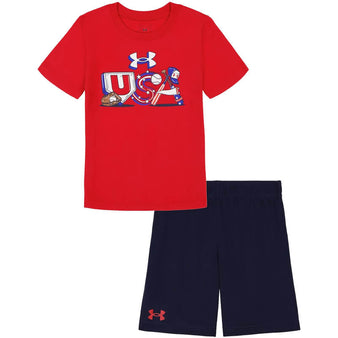Infant Under Armour USA Baseball S/S Tee & Shorts Set - 12-24 Months