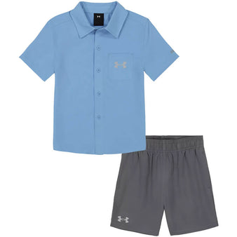 Youth Under Armour Woven Shorts & S/S Button Down Set