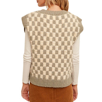 Women's Checked Sweater Vest