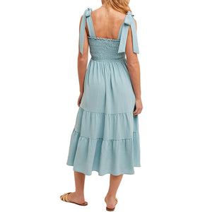 Women's Smocked Tiered Midi Dress