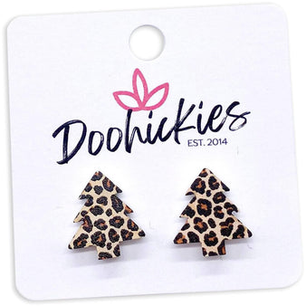 Leopard Christmas Tree Stud Earrings