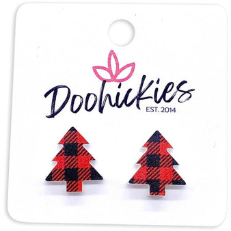 Plaid Christmas Tree Stud Earrings