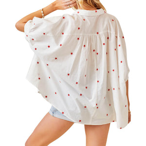 Women's Oversized Embroidered Star Shirt