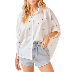 Women's Oversized Embroidered Star Shirt