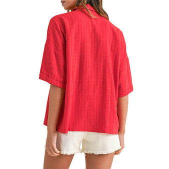 Women's Stripe Texture Oversized Shirt