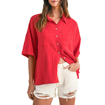 Women's Stripe Texture Oversized Shirt