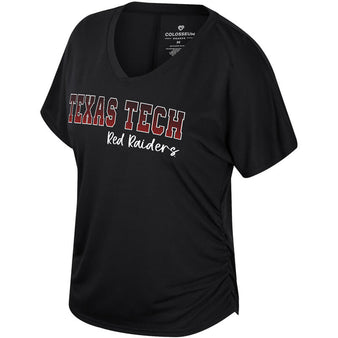 Women's Colosseum Texas Tech Lady Ruched V-Neck S/S Tee