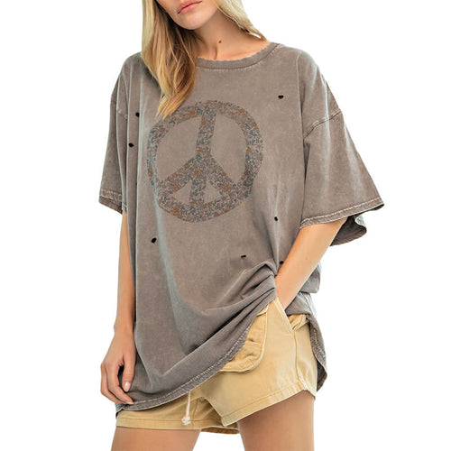 Women's Peace Sign Washed Tee