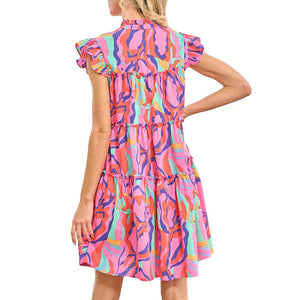 Women's Abstract Tiered Babydoll Dress