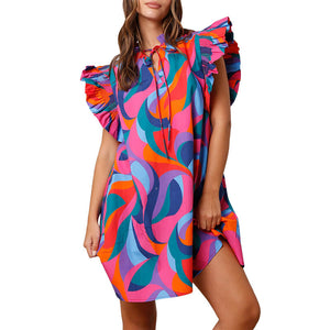 Women's Poplin Geometric Mini Dress