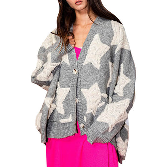 Women's Oversized Star Sweater Cardigan