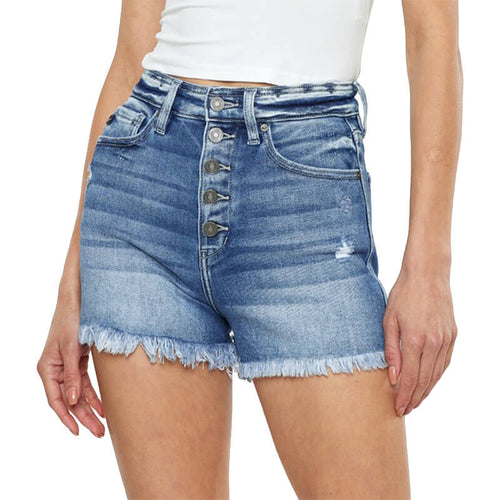 Women's KanCan Exposed Button High Rise Shorts