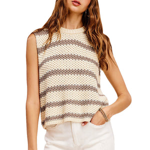 Women's Striped Sleeveless Sweater
