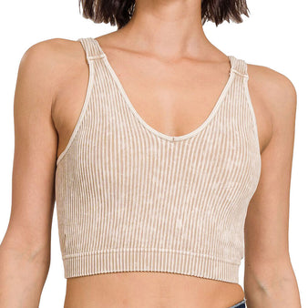 Women's Washed Ribbed Crop Top