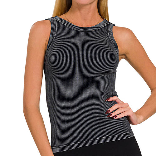 Women's Washed Ribbed Cropped Tank