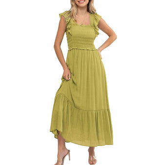 Women's Smocked Ruffle Midi Dress