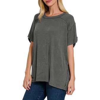Women's Ribbed Boat Neck Top