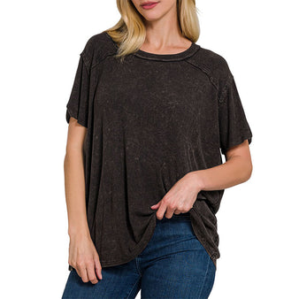 Women's Ribbed Boat Neck Top
