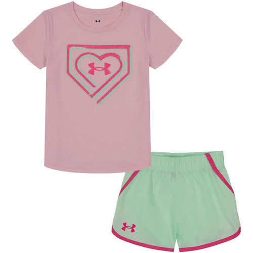 Youth Under Armour Softball Heart S/S Tee & Shorts Set