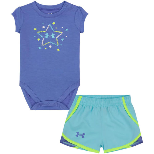 Infant Under Armour Wordmarks Star S/S Onesie & Shorts Set - 0-12 Months