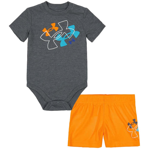 Infant Under Armour Floating Logo S/S Onesie & Shorts Set - 0-12 Months