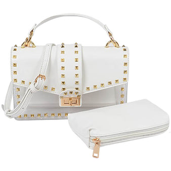 Women's Faux Leather Studded Clear Bag