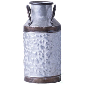 Rustic Galvanized Metal Milk Can Planter Vase
