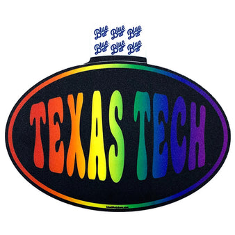 Blue 84 Texas Tech Rainbow Oval Sticker